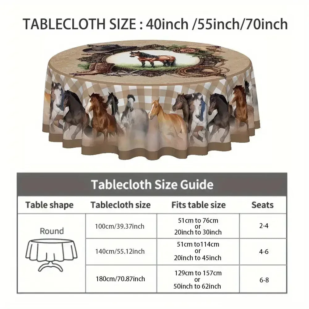 Western Cowboy Horse Round Tablecloth, Western Table Decor - The Best New Thing