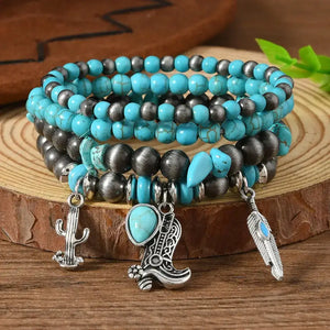Western Fashion Country Charm Bangle Bracelets Country Style Jewelry - 4pcs feather - Jewelry