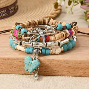 Western Fashion Country Charm Bangle Bracelets Country Style Jewelry - 4pcs butterfly - Jewelry
