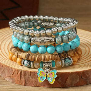 Western Fashion Country Charm Bangle Bracelets Country Style Jewelry - 5pcs butterfly - Jewelry