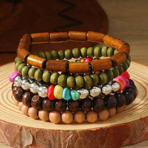Western Fashion Country Charm Bangle Bracelets Country Style Jewelry - 5pcs wood - Jewelry