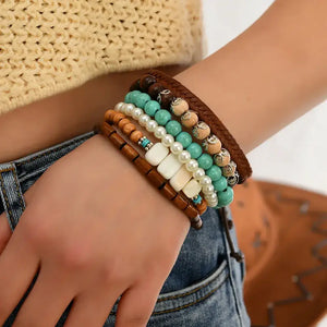 Western Fashion Country Charm Bangle Bracelets Country Style Jewelry - 6pcs style8 - Jewelry