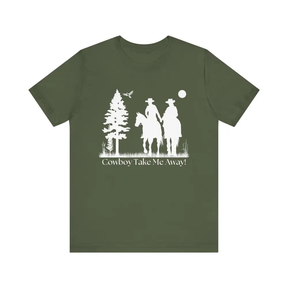 Western T-Shirt Couples Tee Country Style Women Short Sleeve Shirt Horse Lover Shirt - Military Green / XS - T-Shirt