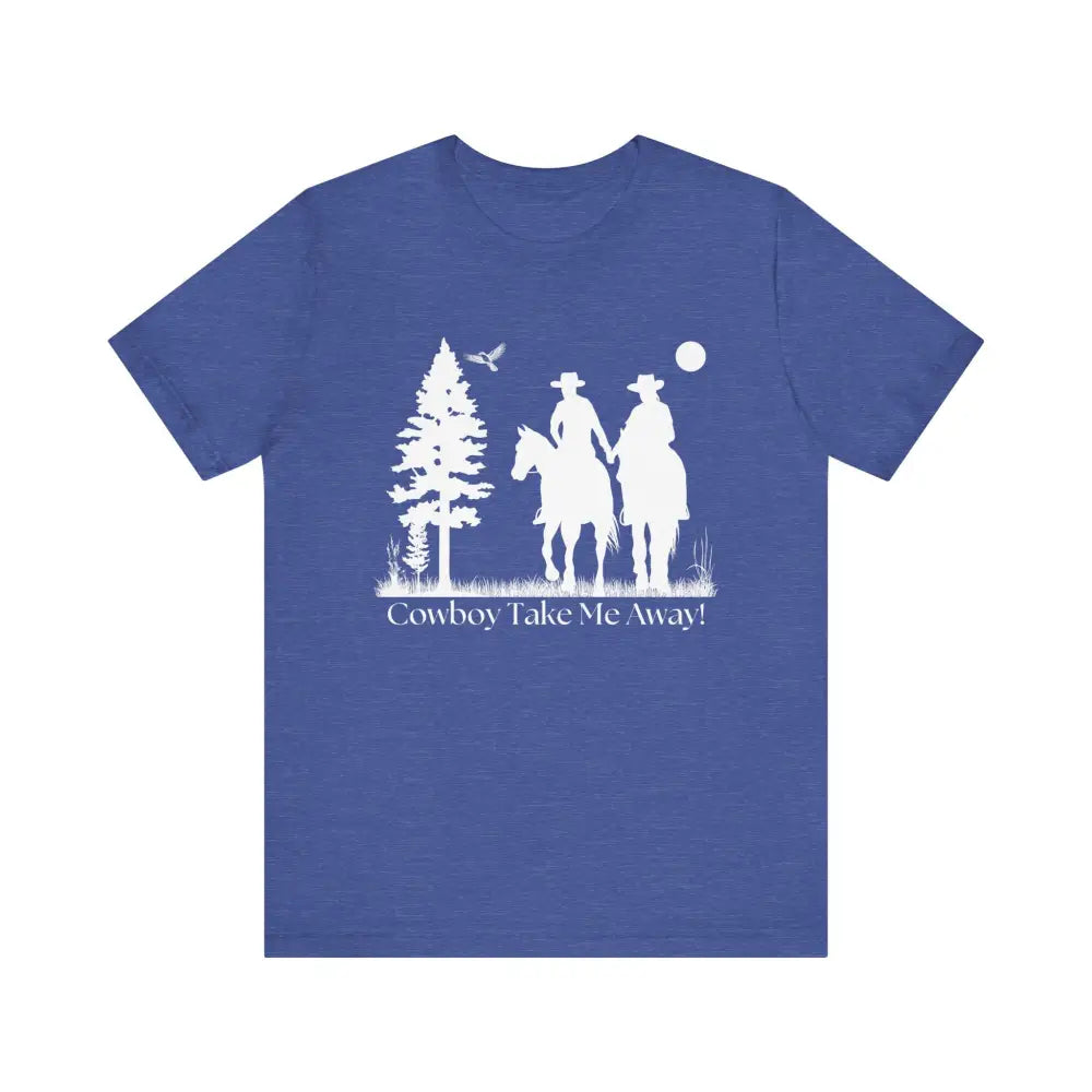 Western T-Shirt Couples Tee Country Style Women Short Sleeve Shirt Horse Lover Shirt - Heather True Royal / XS - T-Shirt