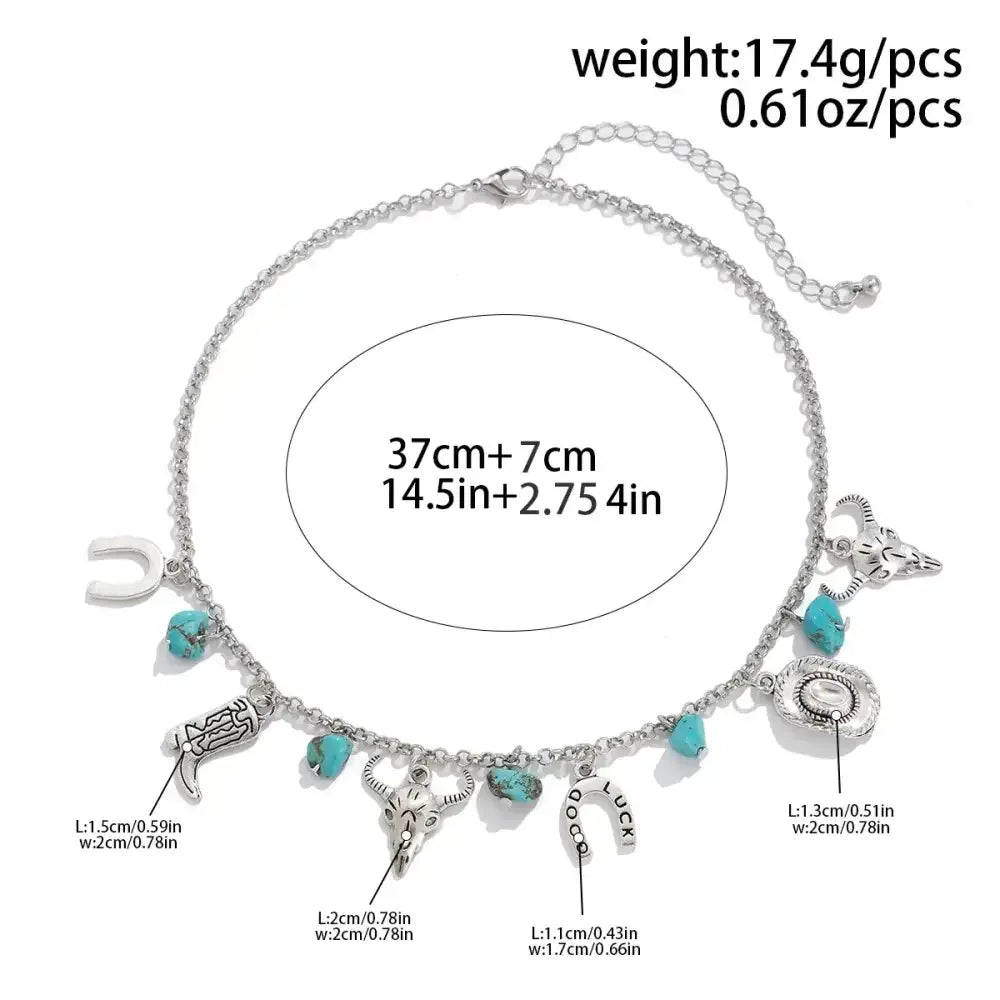 Western Turquoise Choker Necklace and Bracelet, Southwest Charms - The Best New Thing