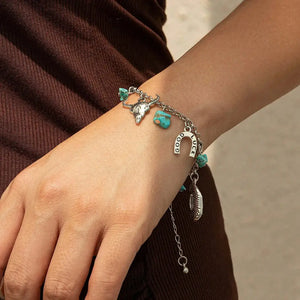 Western Turquoise Choker Necklace and Bracelet with a twist of Southwest Charms - Bracelet - Jewelry
