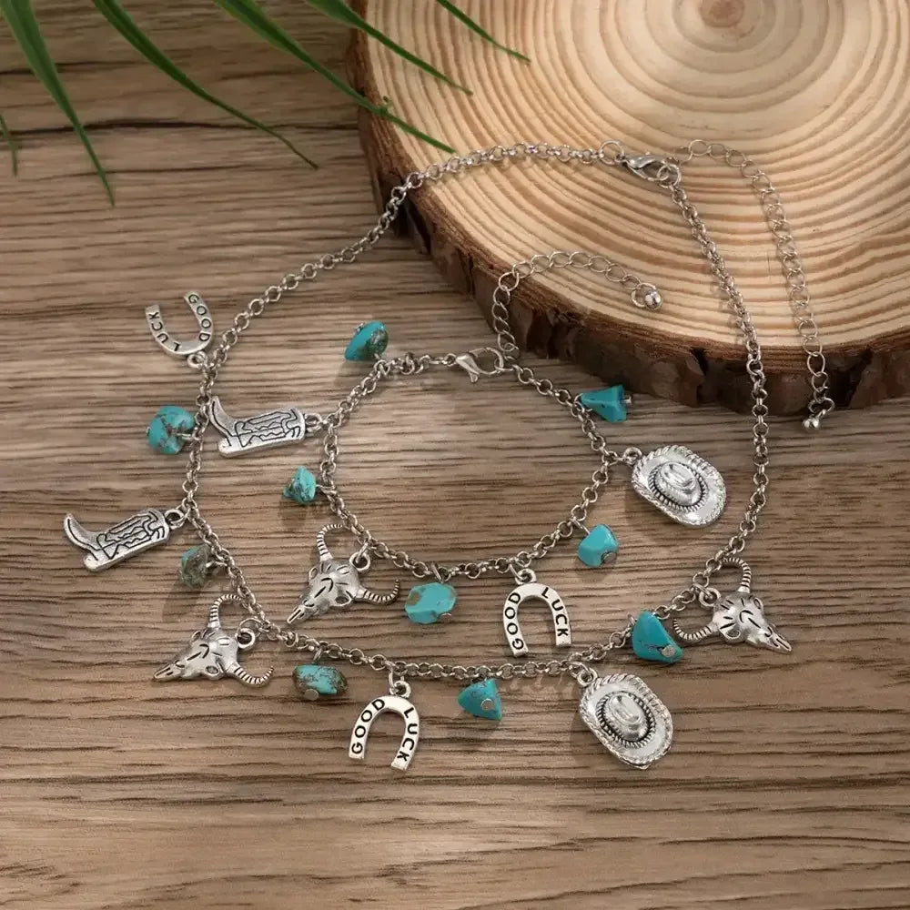 Western Turquoise Choker Necklace and Bracelet, Southwest Charms - The Best New Thing