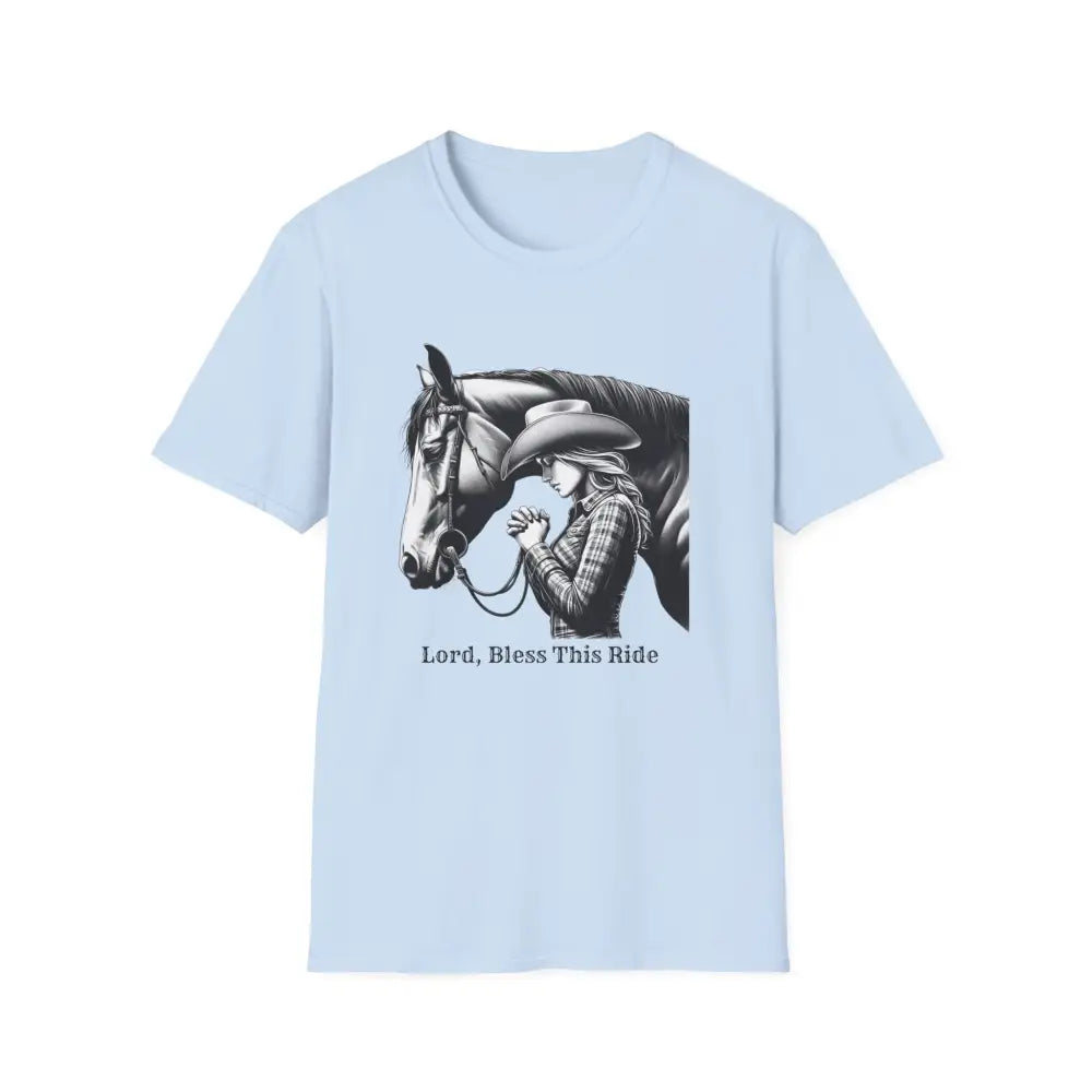 Western Women’s Prayer T-Shirt Equestrian Cowgirl Fashion Gift Country Girl Apparel - S / Light Blue - T-Shirt
