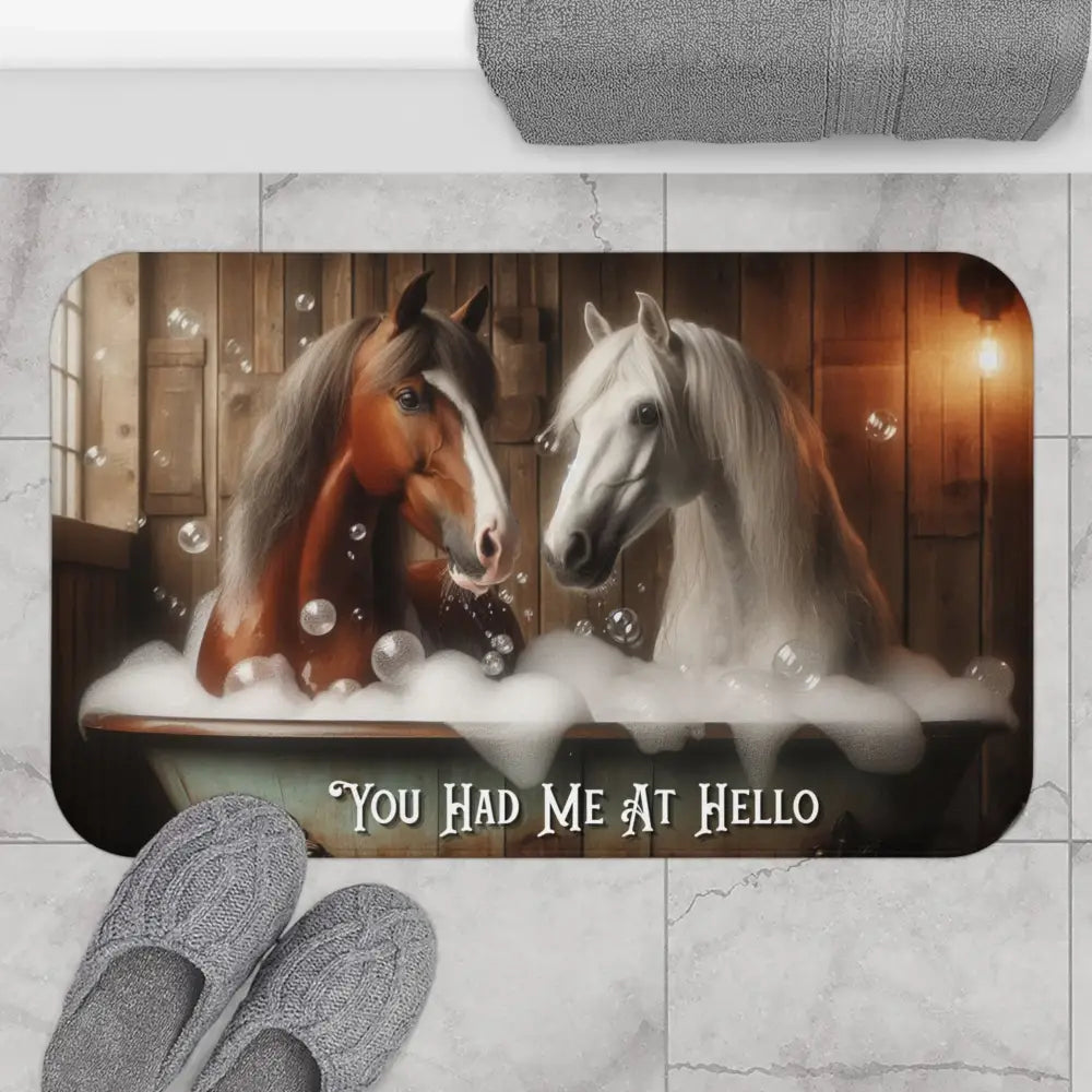 Whimsical Horse Bath Mat with Bubbles - Perfect for Horse Lovers Farmhouse Bathroom Decor - 34’’ × 21’’ - Home Decor