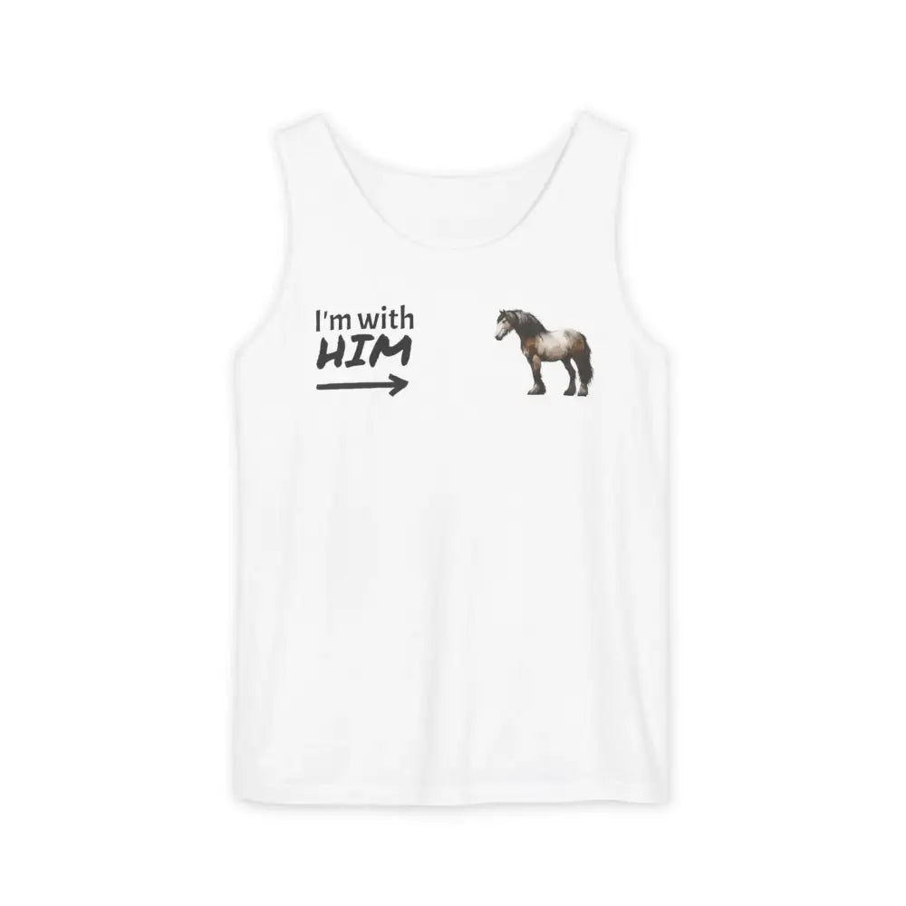 Woman Horse Lovers Summer Tank Top. Summer T-Shirt I’m with Him Women’s Shirt - White / XS - Tank Top