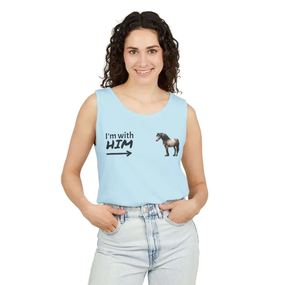 Woman Horse Lovers Summer Tank Top. Summer T-Shirt I’m with Him Women’s Shirt - Tank Top