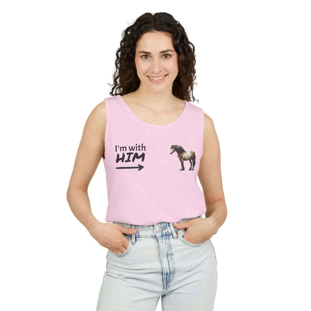 Woman Horse Lovers Summer Tank Top. Summer T-Shirt I’m with Him Women’s Shirt - Tank Top