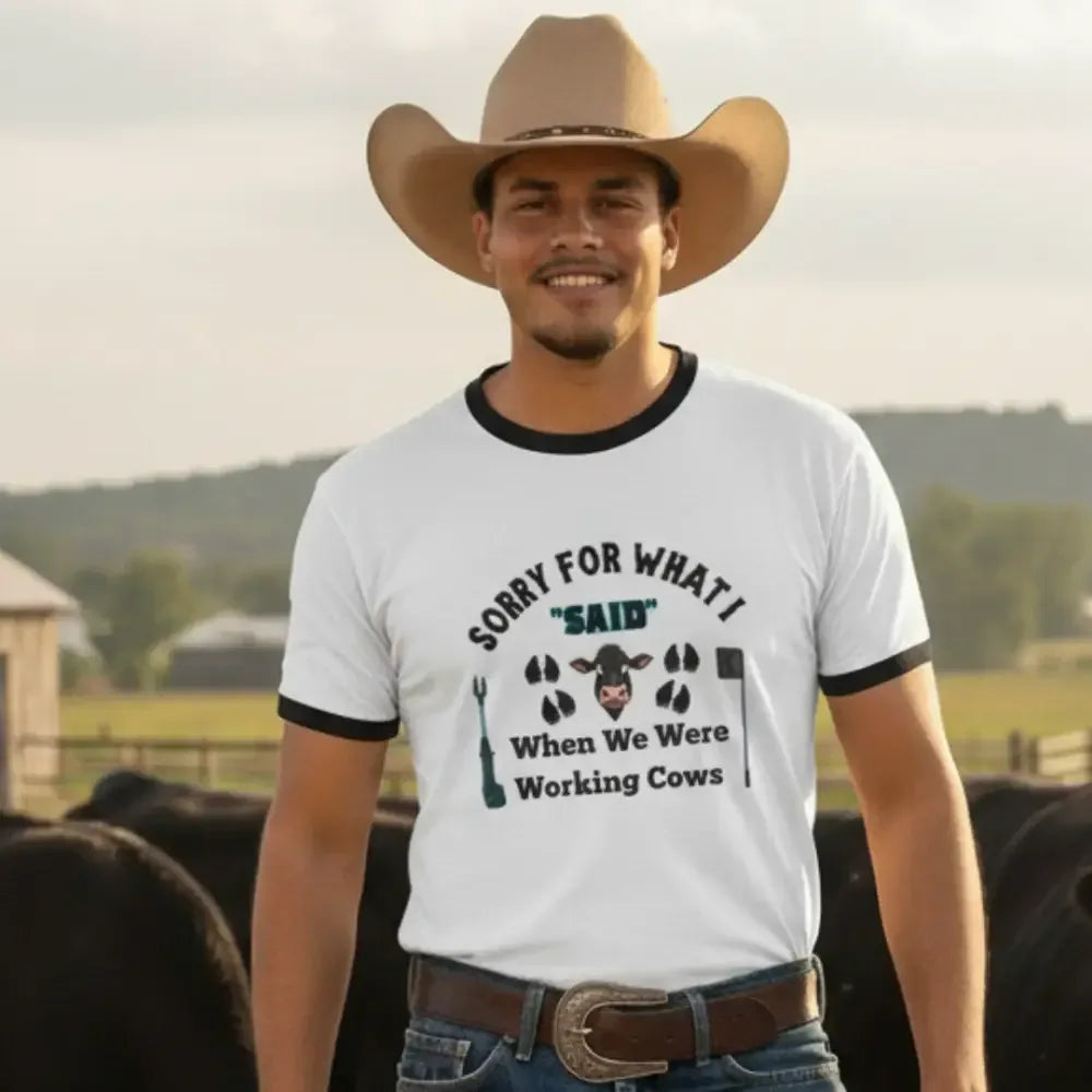 Working Cow's Funny T-Shirt, Apology Humor Tee, Farmer Apparel - The Best New Thing