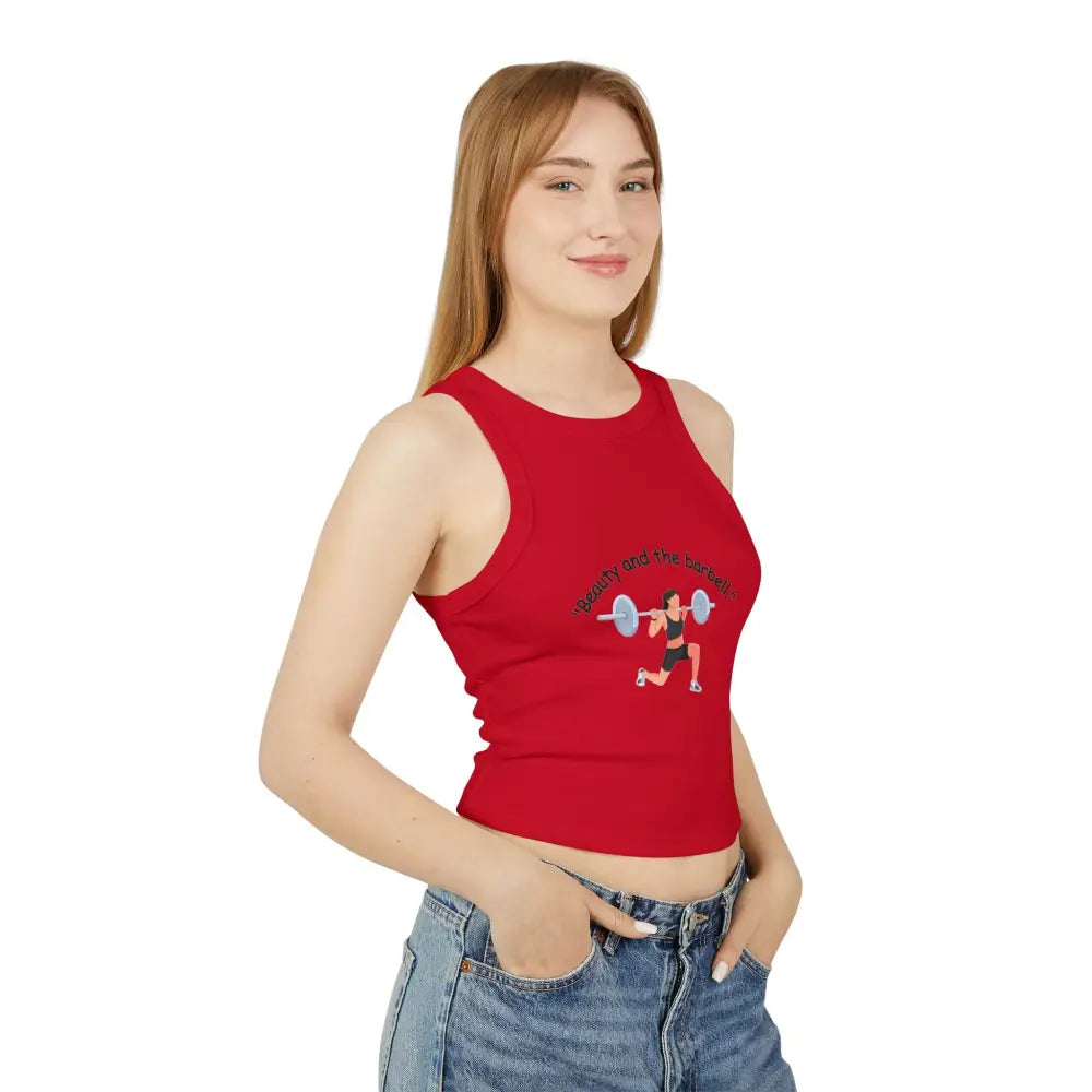 Workout Barbell Fitness Tank Top Women’s Micro Rib Racer Tank Top Workout Fitness Top - Tank Top