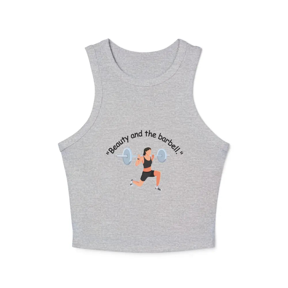 Workout Barbell Fitness Tank Top Women’s Micro Rib Racer Tank Top Workout Fitness Top - Athletic Heather / XS - Tank Top