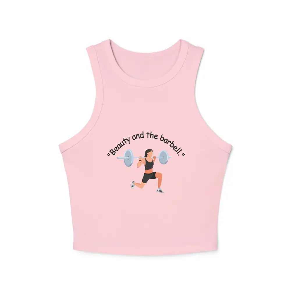 Workout Barbell Fitness Tank Top Women’s Micro Rib Racer Tank Top Workout Fitness Top - Solid Pink Blend / XS - Tank Top