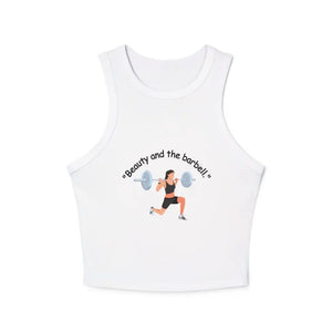 Workout Barbell Fitness Tank Top Women’s Micro Rib Racer Tank Top Workout Fitness Top - Solid White Blend / XS - Tank