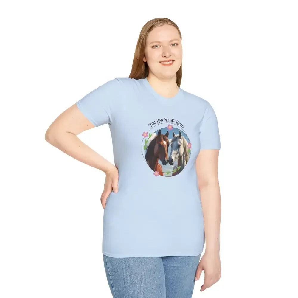 You Had Me at Hello Tee, Equestrian T-Shirt, Horse Lover Gift - The Best New Thing