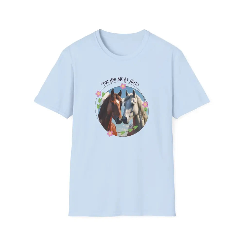 You Had Me at Hello Tee Equestrian T-Shirt Horse Lover Gift - Light Blue / S - T-Shirt