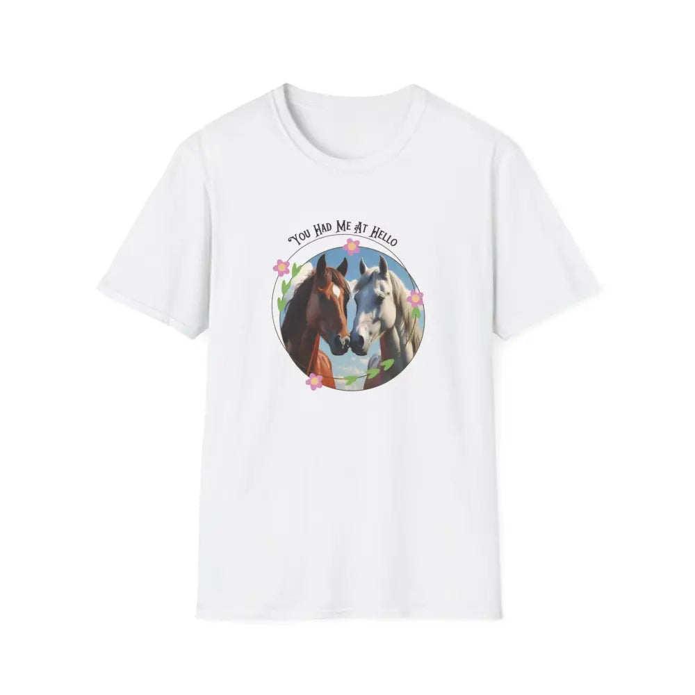 You Had Me at Hello Tee Equestrian T-Shirt Horse Lover Gift - White / S - T-Shirt