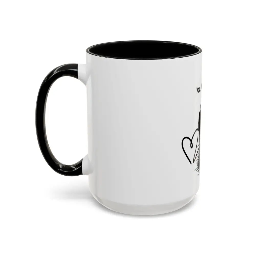 White ceramic coffee mug for horse lovers, 15oz glossy finish with heart design