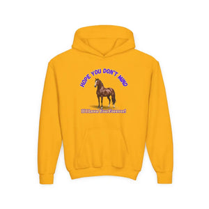 Youth Hoodie - Funny Horse Graphic Farm Apparel Hoodie for Kids - S / Gold - Kids clothes