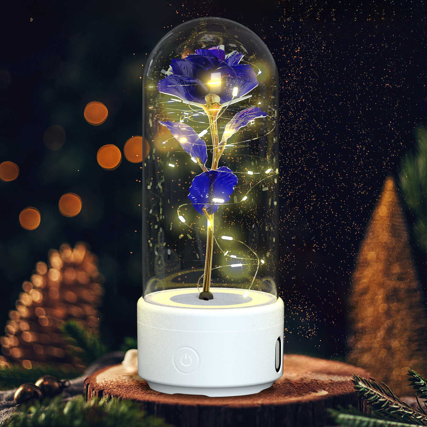 Rose Flowers, 2 in 1 LED Light and Bluetooth Compatible Speaker in Glass Cover - The Best New Thing