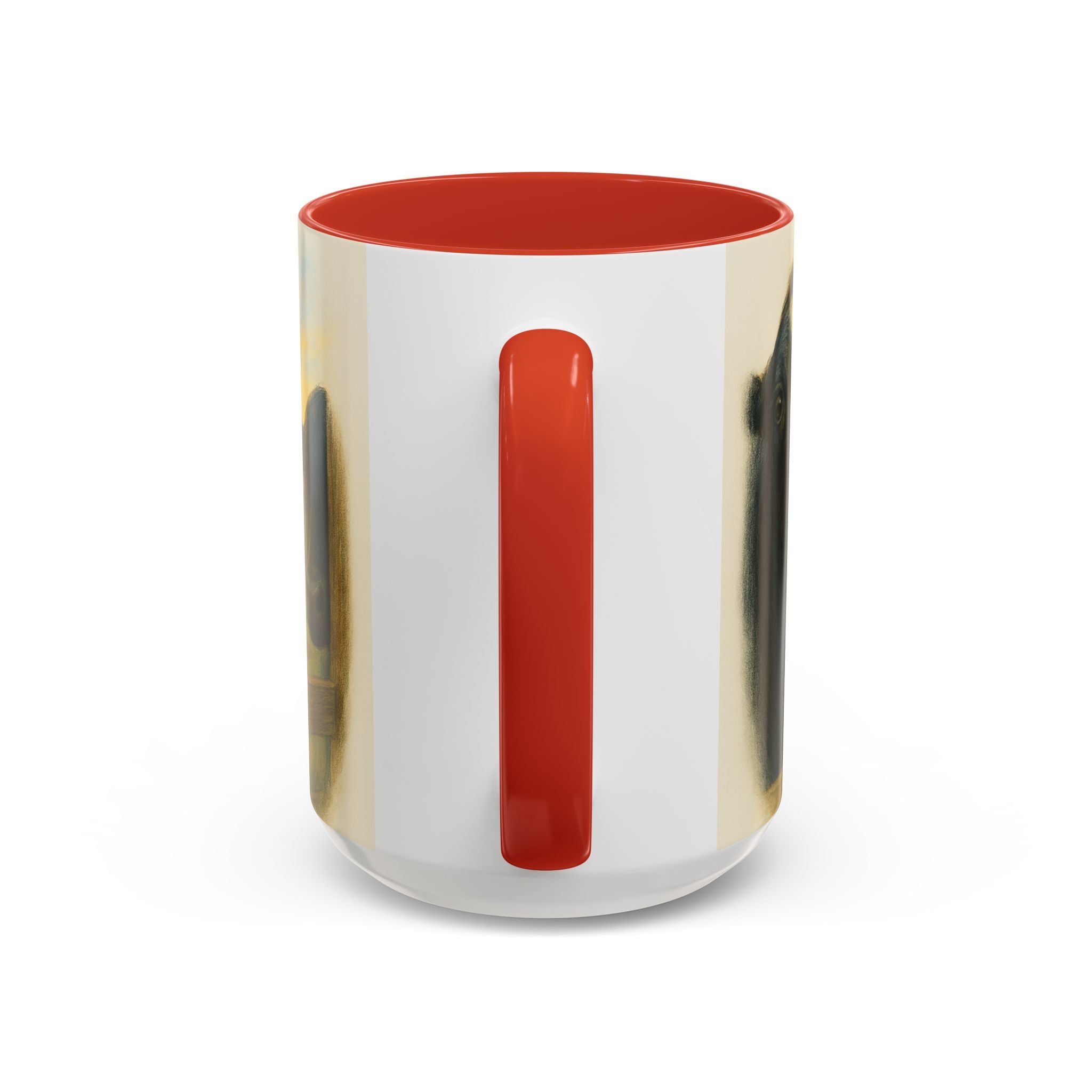 Cow Farm Mug featuring a vibrant red handle and interior, perfect for cow lovers and ranching gift ideas.