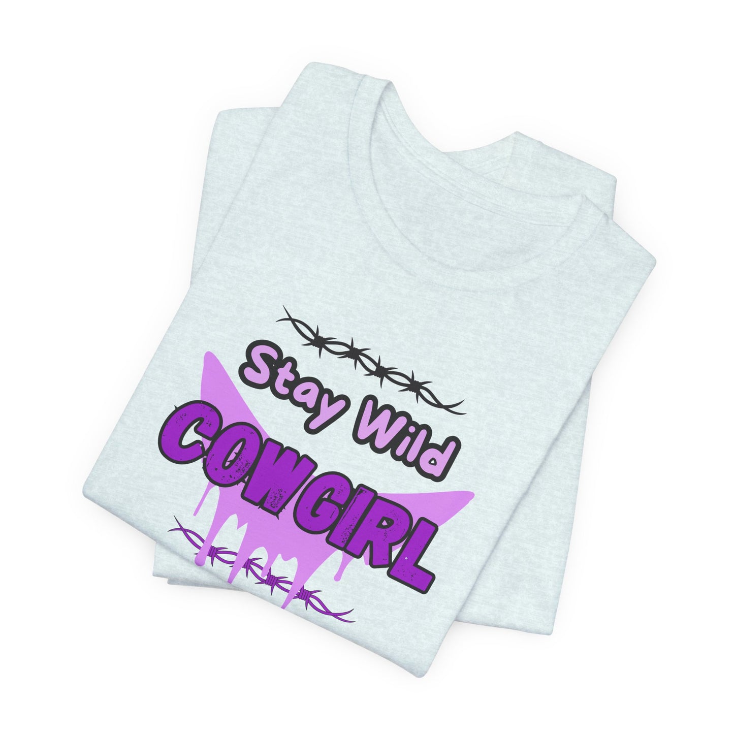 Cowgirl Western Tee, Stay Wild COWGIRL graphic t-shirt displayed on a light background.