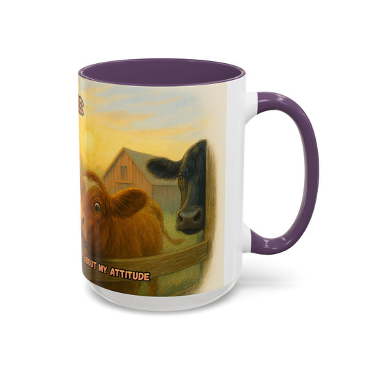 Cow Farm Mug featuring humorous cows, perfect gift for cow lovers and dads who enjoy ranching.