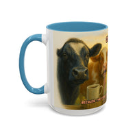 Cow Farm Mug featuring cows and humorous text, perfect gift for cow lovers and dads.