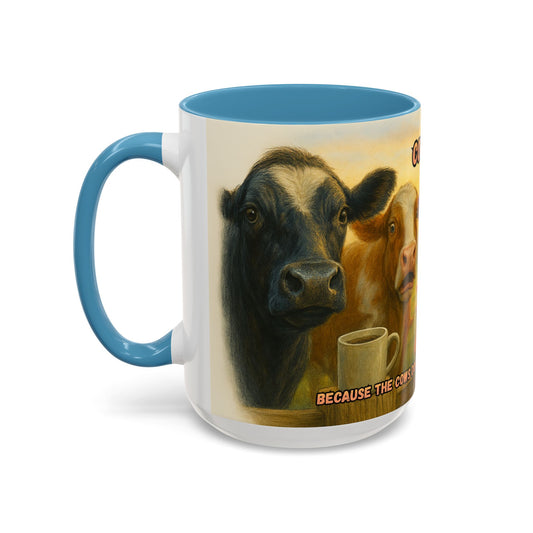 Cow Farm Mug featuring cows and humorous text, perfect gift for cow lovers and dads.
