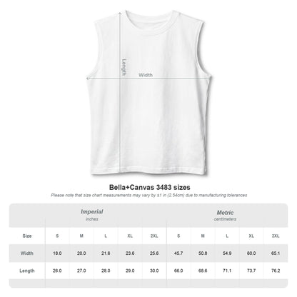 Size chart for Country Life Tank, showing measurements in inches and centimeters for various sizes, including S to 2XL.