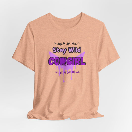 Cowgirl Western Tee featuring a bold 'Stay Wild COWGIRL' graphic on a soft, breathable t-shirt.
