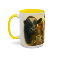 Cow Farm Mug featuring playful cows and a humorous quote, perfect gift for cow lovers and ranching enthusiasts.