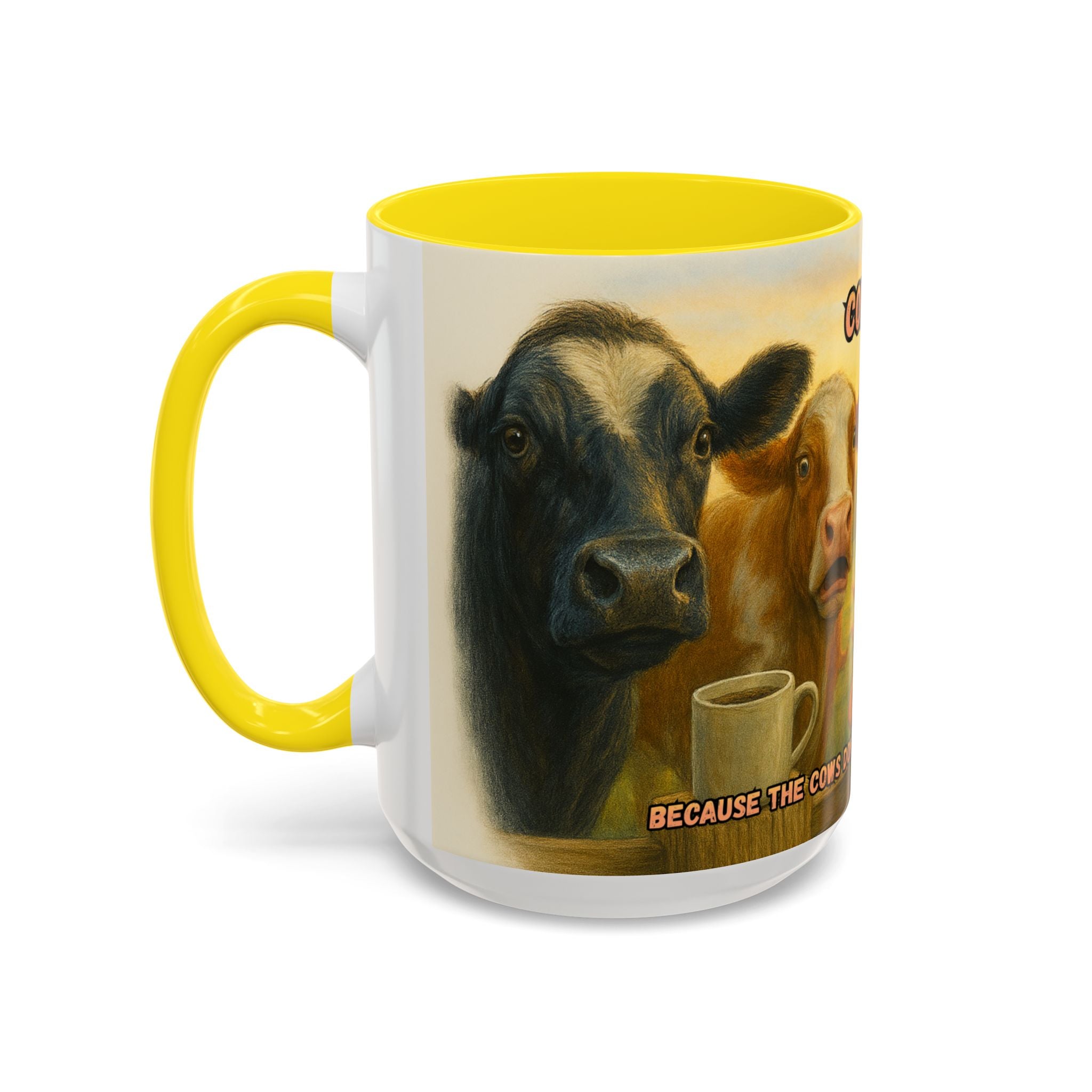 Cow Farm Mug featuring playful cows and a humorous quote, perfect gift for cow lovers and ranching enthusiasts.