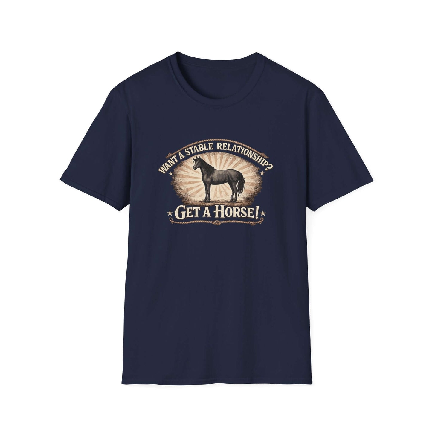 Get a Horse T-Shirt displaying barnyard humor with a stylish horse graphic and vintage design.
