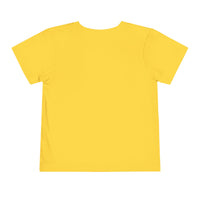 Back view of a soft yellow Toddler Cowgirl Tee, perfect children apparel for little ones.