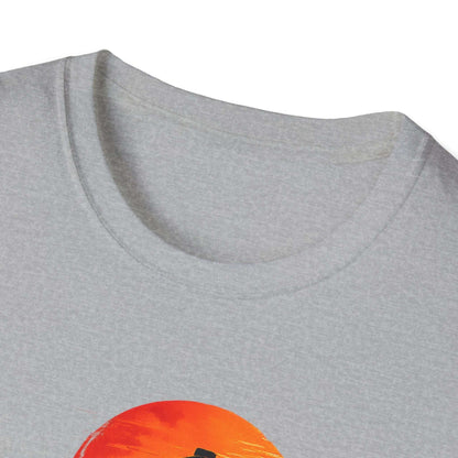 Close-up of the Long Live the Cowboy Western Horse T-Shirt for Men, showcasing the round neckline and artwork.