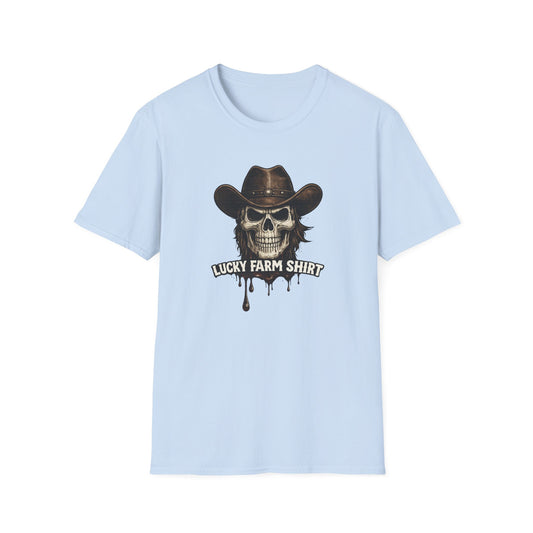 Lucky Farm T-Shirt, Skull Graphic Shirt, Rancher Farm Apparel