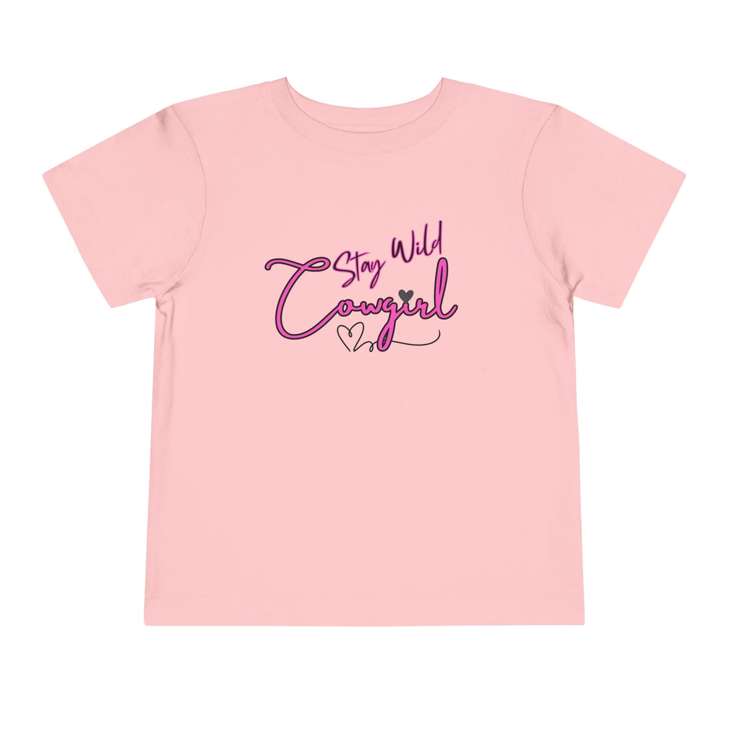 Toddler Cowgirl Tee in pink with 'Stay Wild Cowgirl' design, soft children apparel for playful adventures.