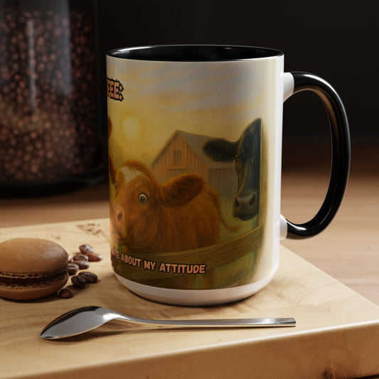 Cow Farm Mug featuring humorous cow design for ranch lovers and perfect gifts for dad.