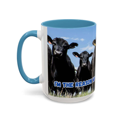 Black Angus Coffee Mug featuring a humorous quote and bold black Angus artwork, perfect gift for ranchers and dads.