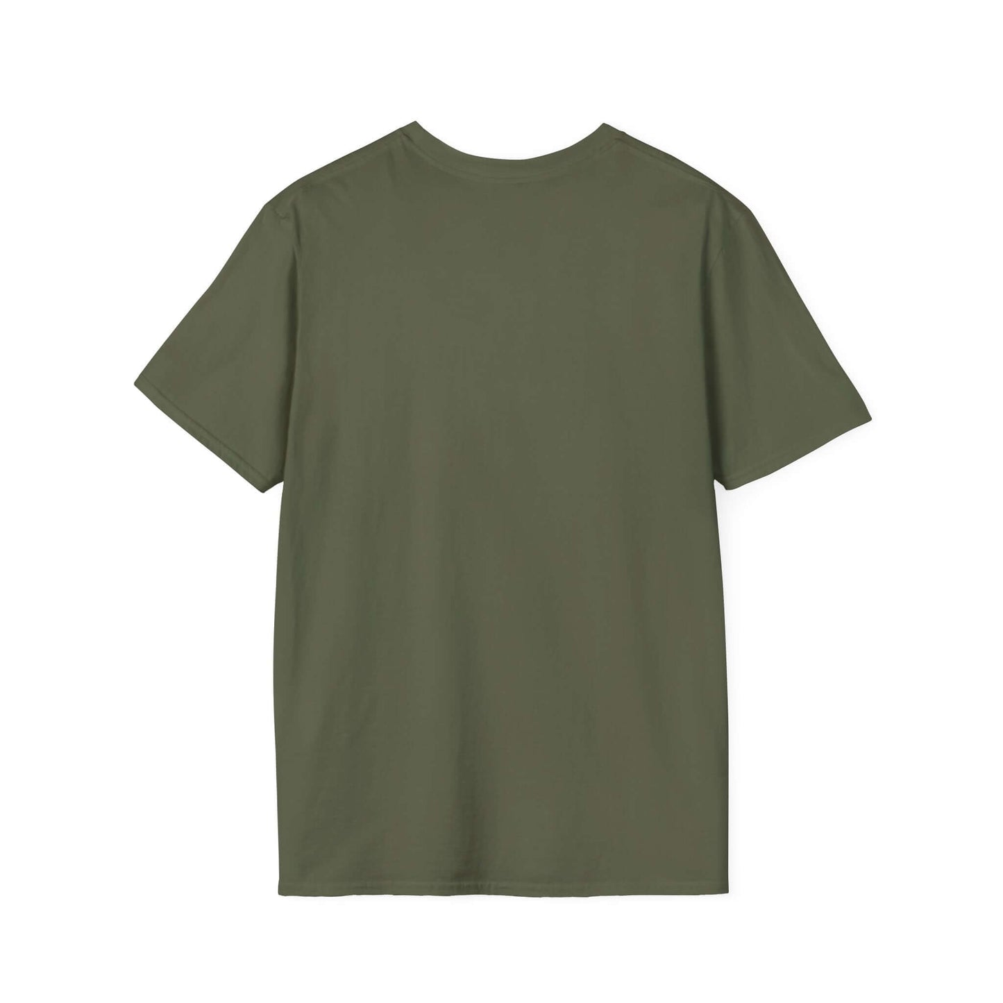 Back view of the Get A Horse T-Shirt in olive green, showcasing its comfortable fit and crew-neck design.