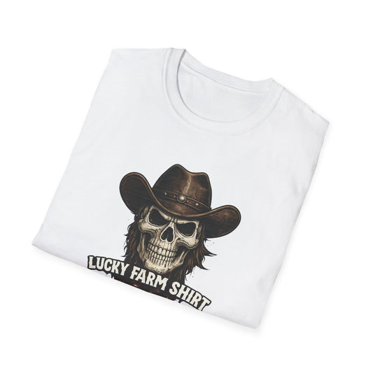 Lucky Farm T-Shirt, Skull Graphic Shirt, Rancher Farm Apparel