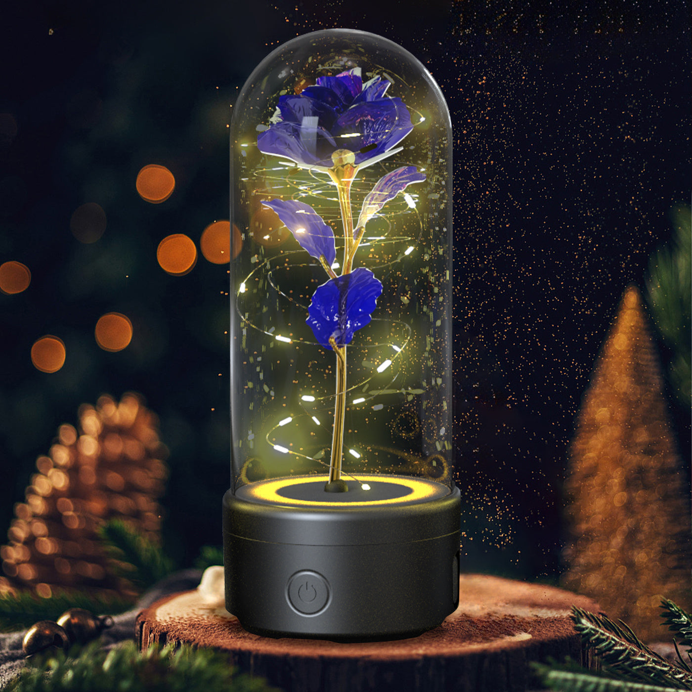 Rose Flowers, 2 in 1 LED Light and Bluetooth Compatible Speaker in Glass Cover - The Best New Thing