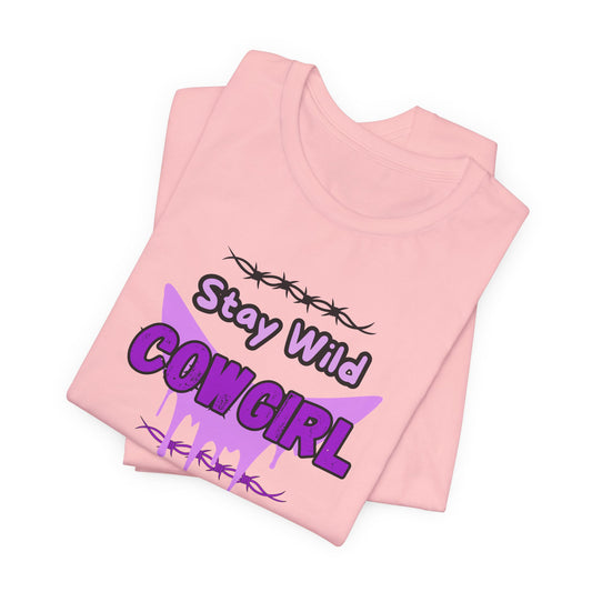 Cowgirl Western Tee with 'Stay Wild COWGIRL' graphic on a pink t-shirt design