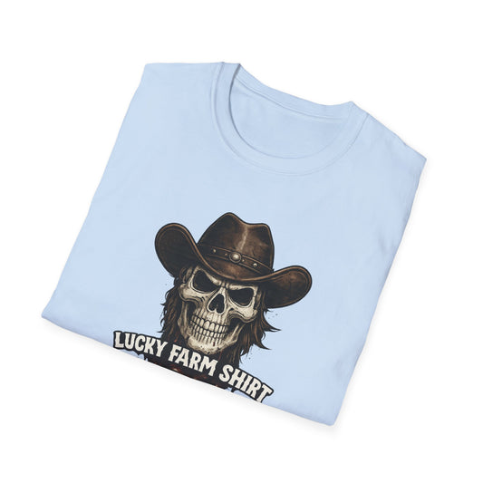Lucky Farm T-Shirt, Skull Graphic Shirt, Rancher Farm Apparel
