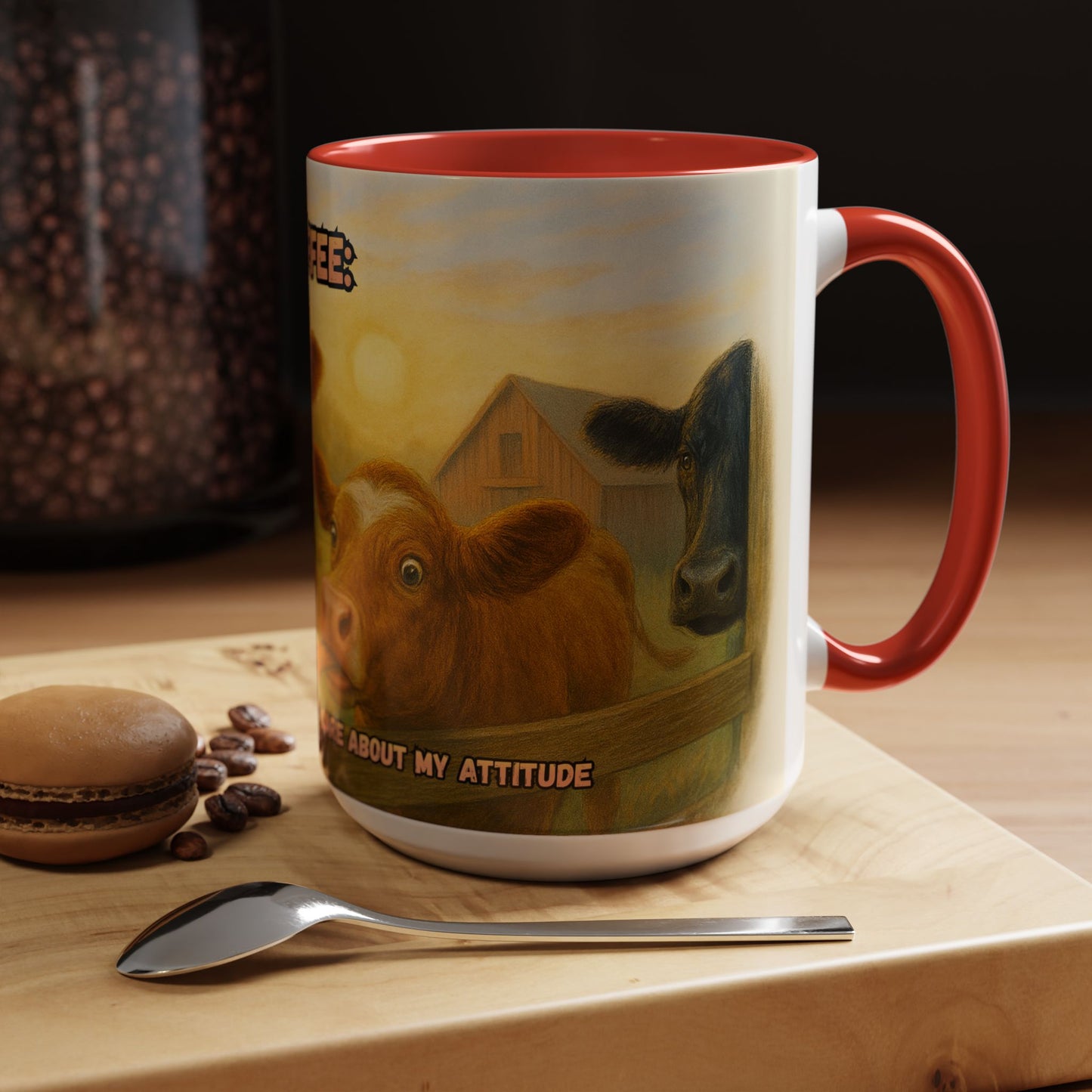 Cow Farm Mug featuring cows and humorous text, perfect gift for cow lovers and dads who enjoy ranching.