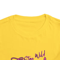Toddler Cowgirl Tee, yellow shirt collar with Stay Wild Cowgirl design for playful children apparel.